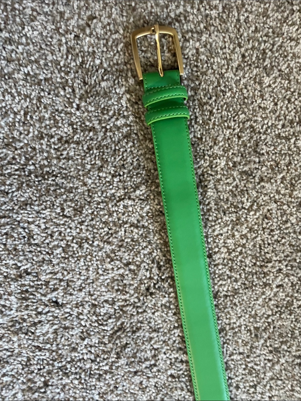 Bright Kettlewell Green Leather Women's Belt with Gold Buckle